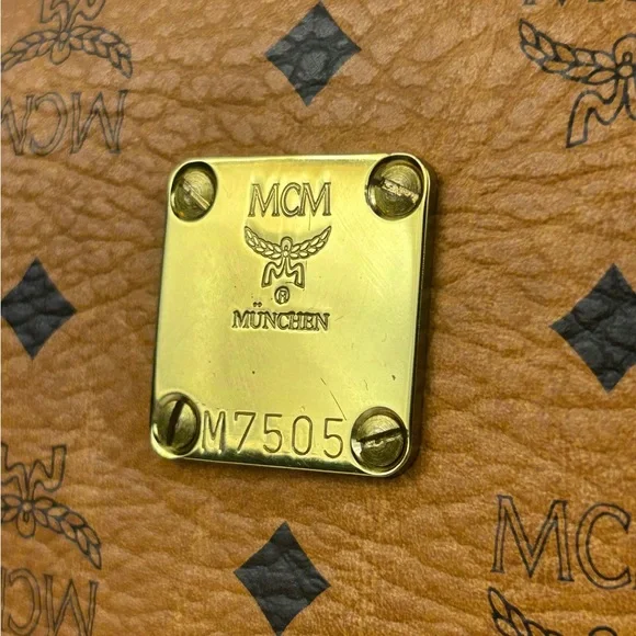 MCM Brown Clutch Bag Monogrammed Leather